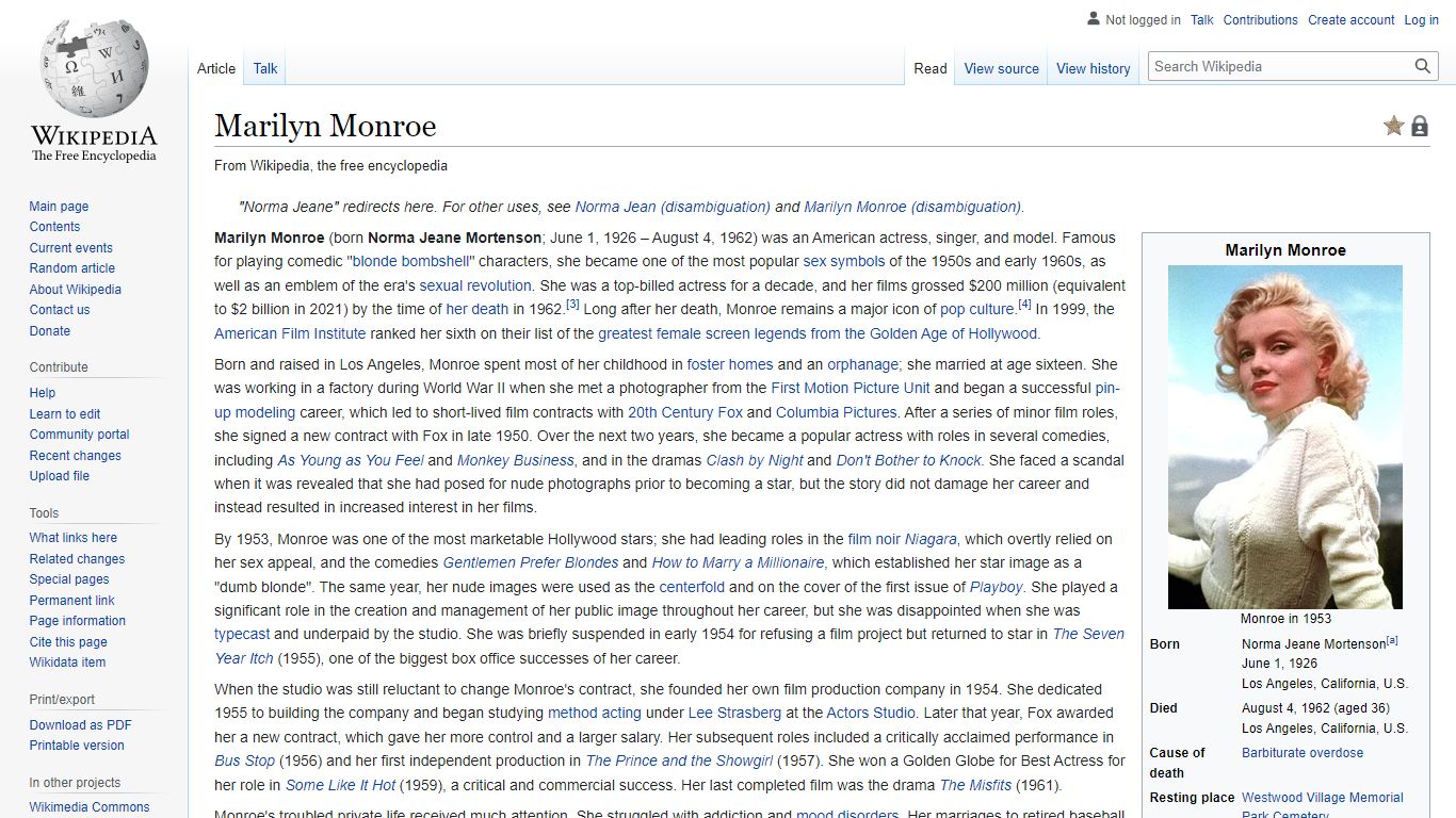 Marilyn Monroe - Wikipedia